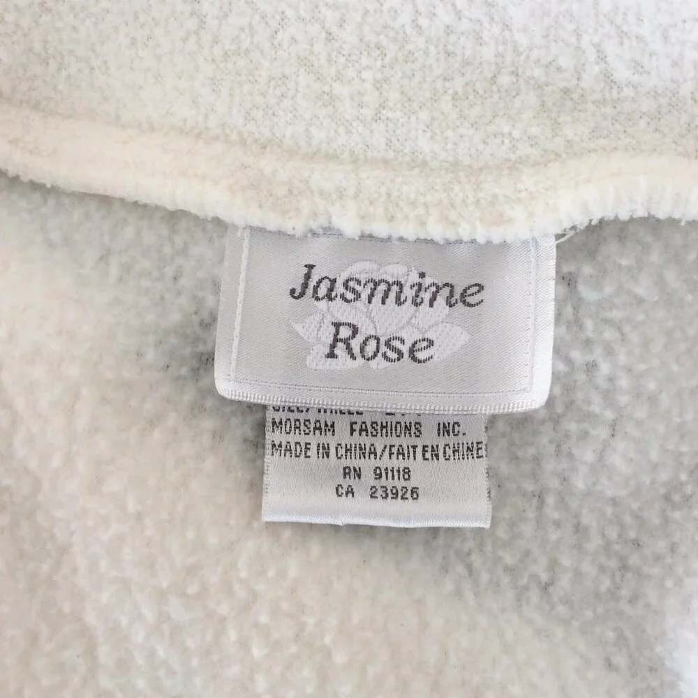 Jasmine Rose Full Zip Plush Fleece Robe Ivory Size Small